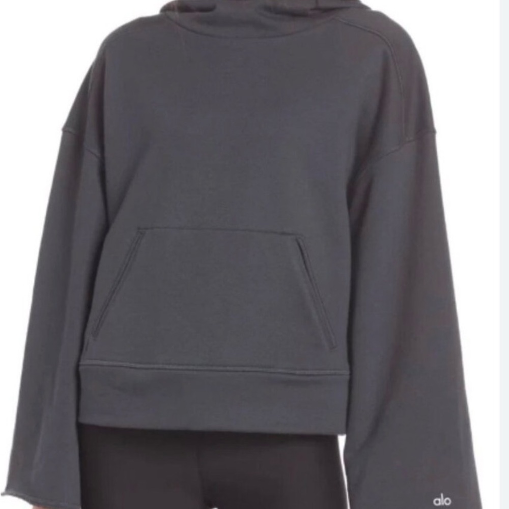 ALO Yoga Charcoal Gray Cropped Hoodie